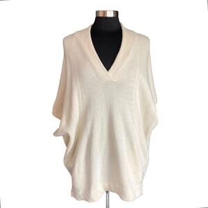 Pure Jill Wool Blend Cream Sweater V-Neck Pocket Sz S/M Closet Staple Layering